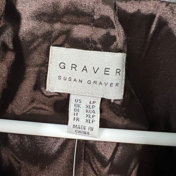 GRAVER Susan Graver Petite Yarn-Dyed Blazer w/ Hood Chocolate Size Petite Large - Picture 3 of 13